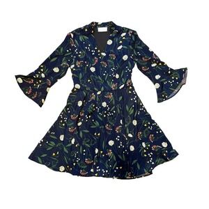 Effy & Joe Floral Fit & Flare 3/4 Sleeve Mini Dress Size S Floral Whimsigoth